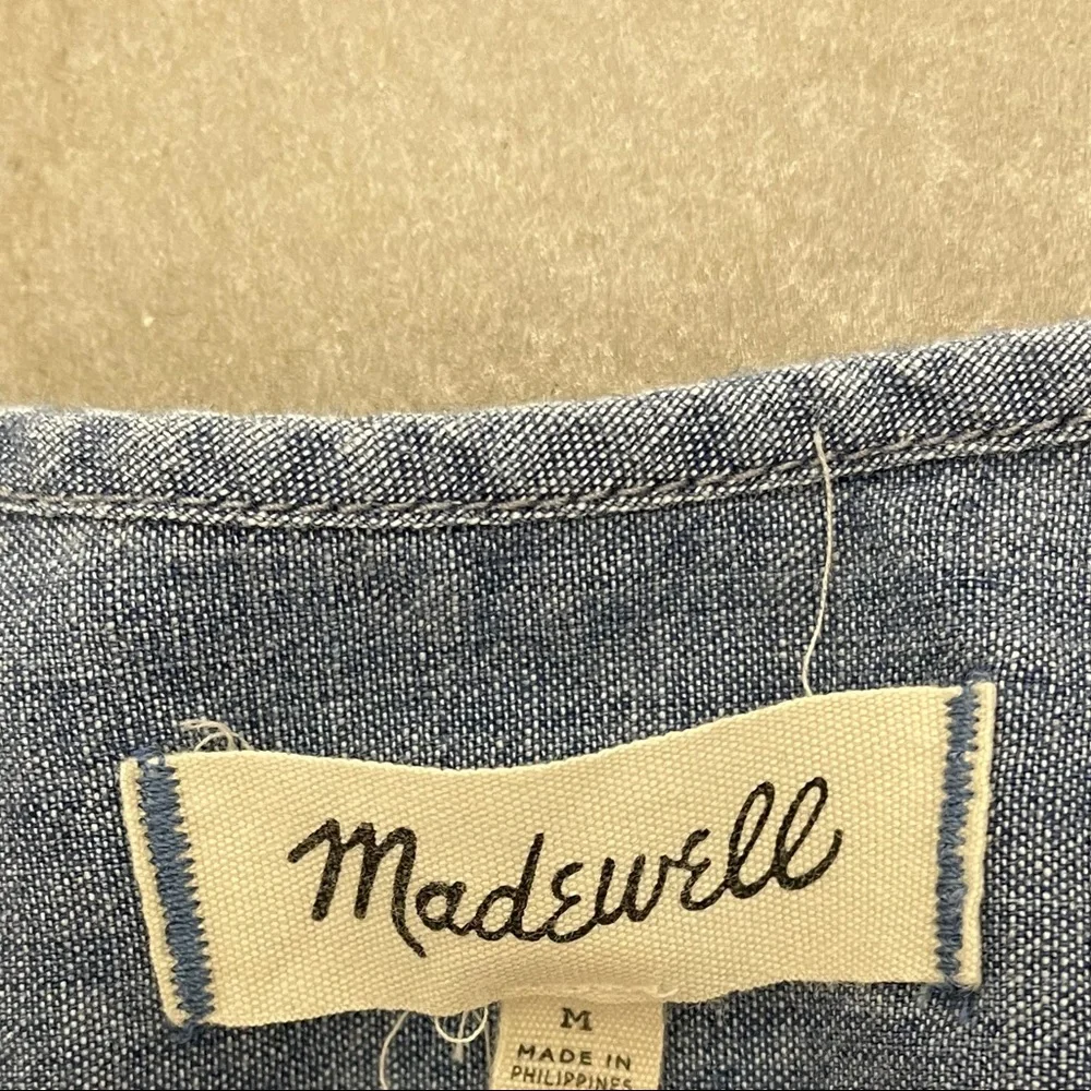 Madewell Chambray Ruffle-Yoke Top Medium